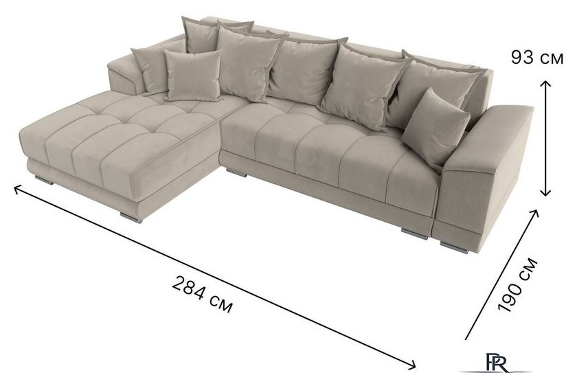 Угловой диван Лига диванов НордСтар левый 121113L (микровельвет бежевый/подушки микровельвет бежевый) - Изображение №9 — Интернет-магазин ПроЗаказ