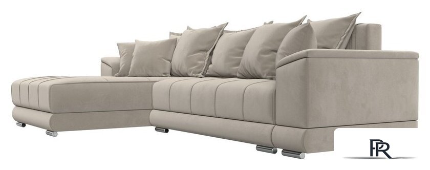 Угловой диван Лига диванов НордСтар левый 121113L (микровельвет бежевый/подушки микровельвет бежевый) - Изображение №4 — Интернет-магазин ПроЗаказ