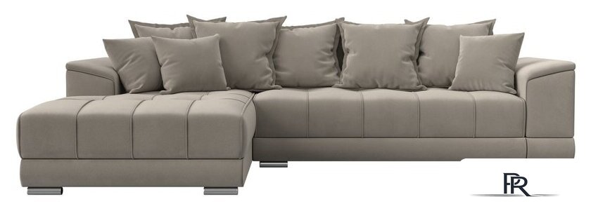 Угловой диван Лига диванов НордСтар левый 121113L (микровельвет бежевый/подушки микровельвет бежевый) - Изображение №2 — Интернет-магазин ПроЗаказ