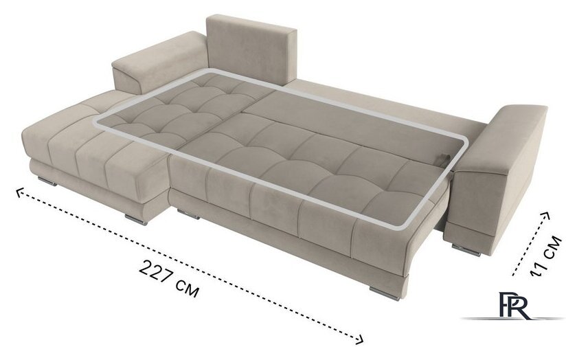 Угловой диван Лига диванов НордСтар левый 121113L (микровельвет бежевый/подушки микровельвет бежевый) - Изображение №10 — Интернет-магазин ПроЗаказ