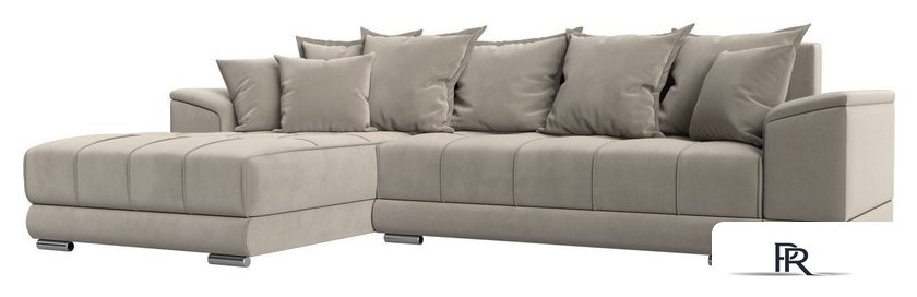 Угловой диван Лига диванов НордСтар левый 121113L (микровельвет бежевый/подушки микровельвет бежевый) - Изображение №1 — Интернет-магазин ПроЗаказ