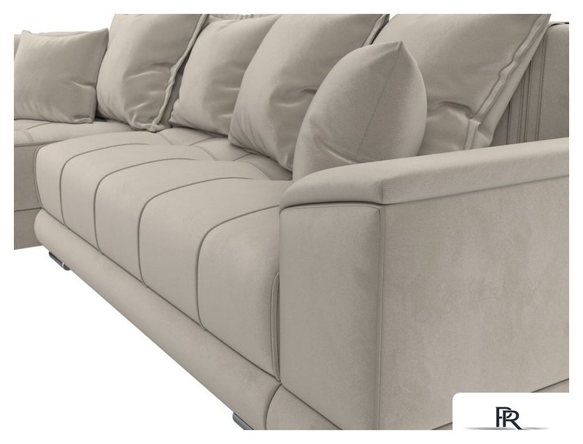 Угловой диван Лига диванов НордСтар левый 121113L (микровельвет бежевый/подушки микровельвет бежевый) - Изображение №3 — Интернет-магазин ПроЗаказ