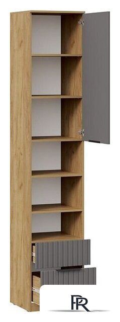 Шкаф-пенал Трия Хилтон комбинированный с 1 дверью и 2 ящиками исп.2 (дуб крафт золотой/графит матовый) - Изображение №6 — Интернет-магазин ПроЗаказ