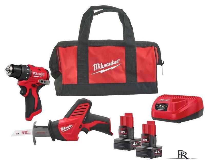  Milwaukee M12 BLPP2A-402B 4933499692 (шуруповерт, сабельная пила, 2 АКБ, сумка) - Изображение №1 — Интернет-магазин ПроЗаказ