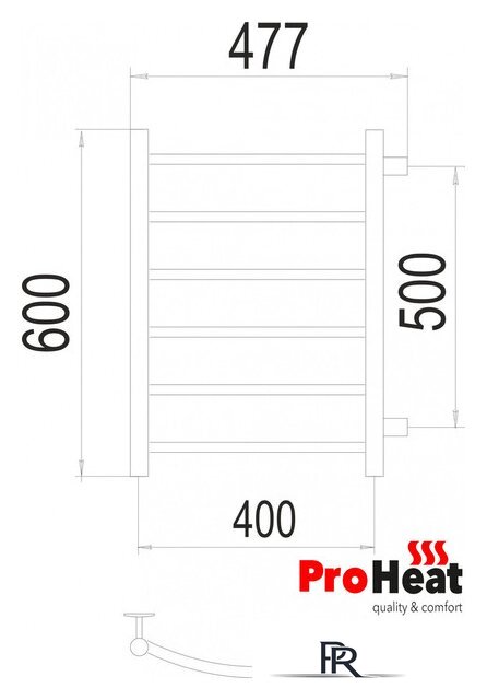 Полотенцесушитель ProHeat Classic 40x60 (боковое подключение, черный муар) - Изображение №2 — Интернет-магазин ПроЗаказ