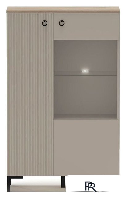 Шкаф-витрина Black Red White Domenica REG1D1W/140 с подсветкой (глиняный серый/дуб сильвержек ореховый) - Изображение №1 — Интернет-магазин ПроЗаказ