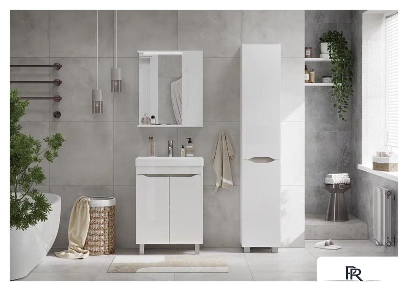  Volna Шкаф с зеркалом Lake 60 R (белый) - Изображение №4 — Интернет-магазин ПроЗаказ