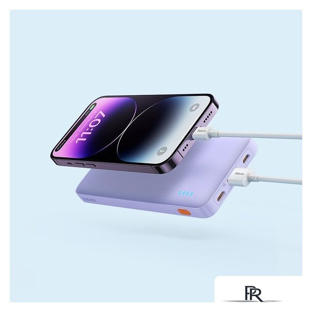 Внешний аккумулятор Baseus Airpow Fast Charge Power Bank 20W 10000mAh (сиреневый) - Изображение №9 — Интернет-магазин ПроЗаказ