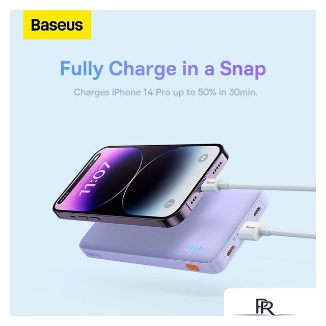 Внешний аккумулятор Baseus Airpow Fast Charge Power Bank 20W 10000mAh (сиреневый) - Изображение №15 — Интернет-магазин ПроЗаказ