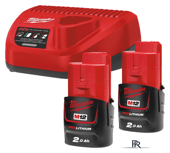 Аккумулятор с зарядным устройством Milwaukee M12 M12NRG-202 4933459209 (2 x 12В/2 Ач + 12В) - Изображение №1 — Интернет-магазин ПроЗаказ
