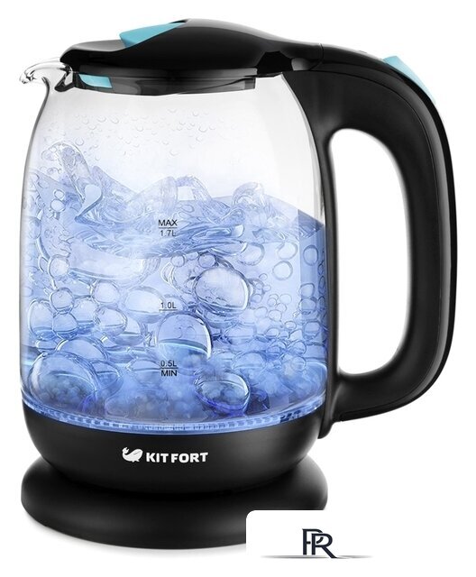 Электрический чайник Kitfort KT-625-1 (черный/голубой) - Изображение №2 — Интернет-магазин ПроЗаказ
