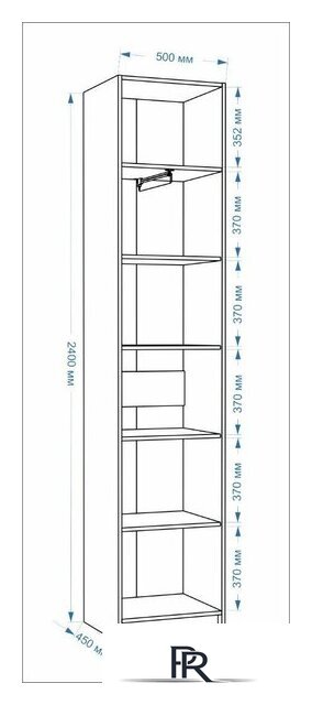 Шкаф-гармошка Евва Лайн ЛН-1D.450.01(2Z) (гикори кингстон) - Изображение №7 — Интернет-магазин ПроЗаказ