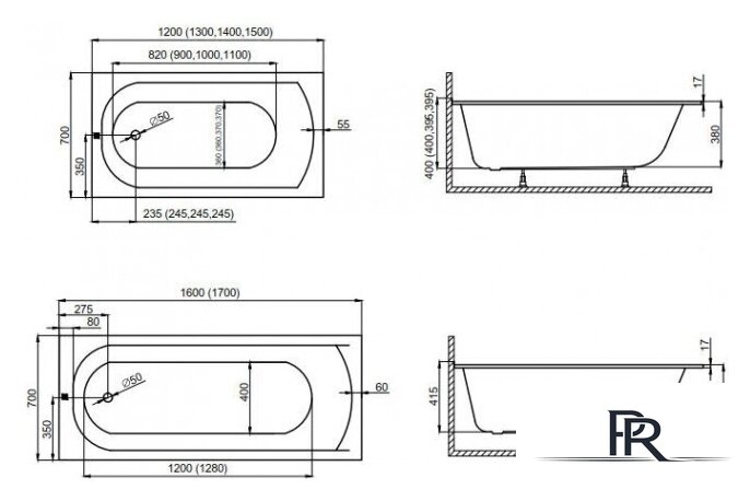 Ванна Polimat CLASSIC Slim 170x70 с ножками - Изображение №4 — Интернет-магазин ПроЗаказ
