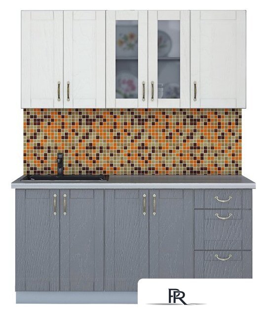 Готовая кухня Интерлиния Мила Крафт 1.6Б (дуб серый/дуб полярный/травертин серый) - Изображение №1 — Интернет-магазин ПроЗаказ