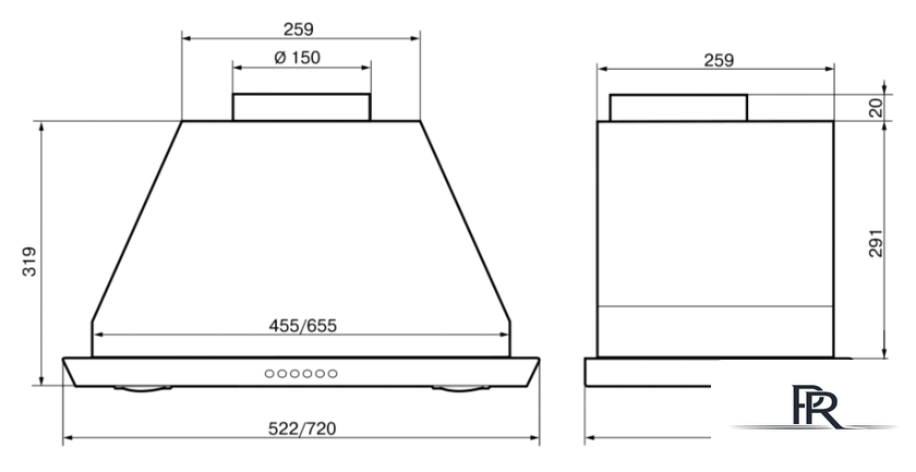 Кухонная вытяжка Elikor Врезной блок S4 52Н-700-Э4Д (нержавеющая сталь) - Изображение №2 — Интернет-магазин ПроЗаказ