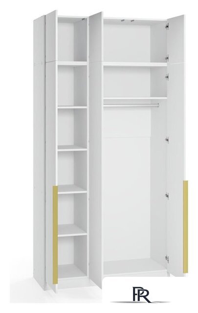 Шкаф распашной Soma Lord Gold 3-х створчатый 120x240 (белый) - Изображение №5 — Интернет-магазин ПроЗаказ