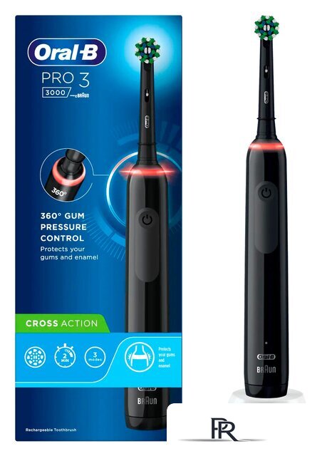 Электрическая зубная щетка Oral-B Pro 3 3000 Cross Action D505.513.3 (черный) - Изображение №1 — Интернет-магазин ПроЗаказ