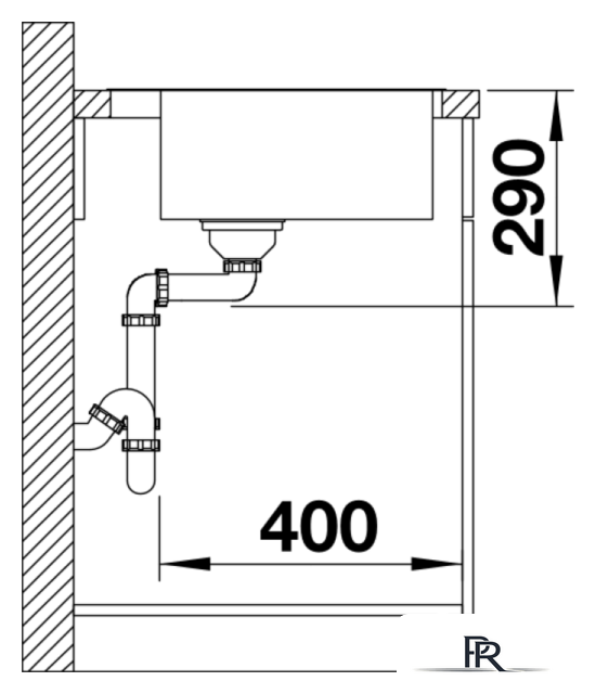 Кухонная мойка Blanco Andano 400-IF/A 525244 (с клапаном-автоматом, сатин) - Изображение №6 — Интернет-магазин ПроЗаказ