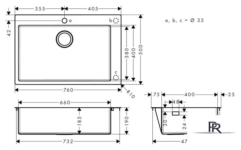 Кухонная мойка Hansgrohe S71 S711-F660 Built-in sink 660 43302800 - Изображение №5 — Интернет-магазин ПроЗаказ