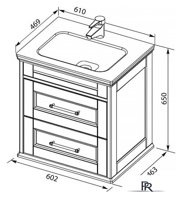 Умывальник Aquanet Бостон 60 258285 - Изображение №2 — Интернет-магазин ПроЗаказ