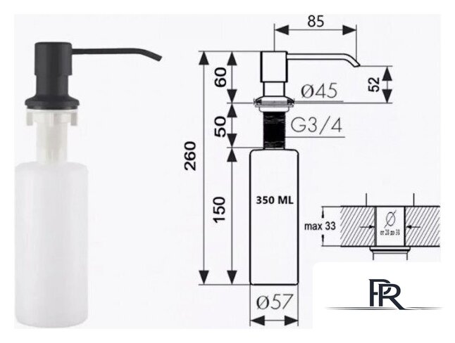 Кухонная мойка Wisent WS-35044B/GER013 (с сифоном, дозатором и коландером) - Изображение №9 — Интернет-магазин ПроЗаказ