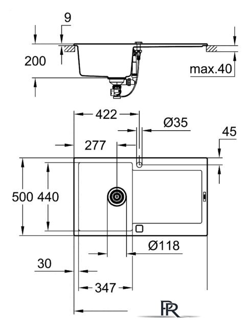 Кухонная мойка Grohe K500 50-C 86/50 1.0 31644AT0 (серый гранит) - Изображение №2 — Интернет-магазин ПроЗаказ