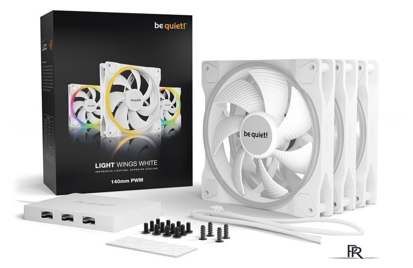 Комплект вентиляторов для корпуса с контроллером be quiet! Light Wings White 140mm PWM Triple-Pack BL102 - Изображение №6 — Интернет-магазин ПроЗаказ