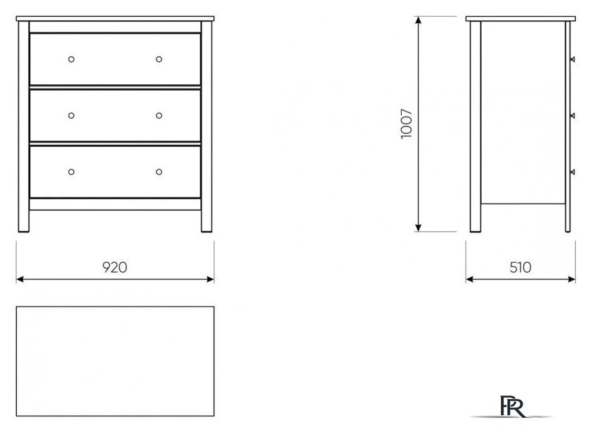 Комод Mio Tesoro Сага 3 ящика 2.08.02.020.4 (серый) - Изображение №10 — Интернет-магазин ПроЗаказ
