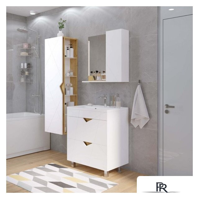  Doratiz Шкаф-пенал Фьорд 40 L 2712.303 (дуб бунратти/белый,с подвесной) - Изображение №6 — Интернет-магазин ПроЗаказ