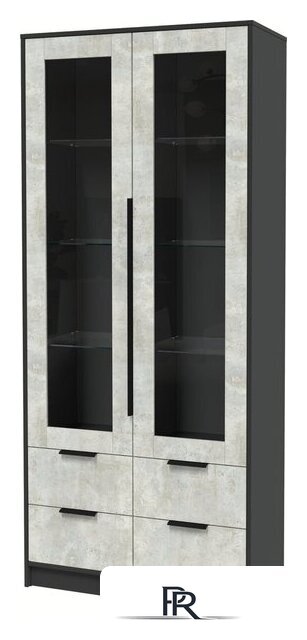Шкаф-витрина Интерлиния Концепт КТ-ШВ2 (бетон лайт/антрацит) - Изображение №1 — Интернет-магазин ПроЗаказ