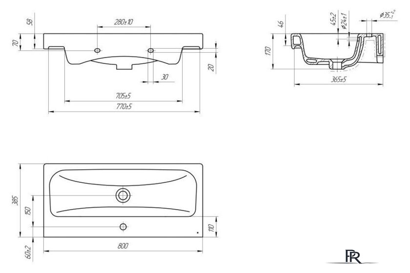 Умывальник Cersanit Moduo 80 Slim P-UM-MOD80SL/1 + 63039 - Изображение №5 — Интернет-магазин ПроЗаказ