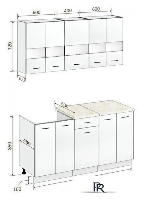 Готовая кухня Кортекс-мебель Корнелия Экстра 1.6м (дуб сонома/королевский опал) - Изображение №5 — Интернет-магазин ПроЗаказ