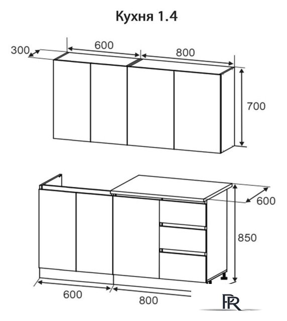 Готовая кухня Артём-Мебель Мэри СН-114 ДСП 1.4м (белый) - Изображение №6 — Интернет-магазин ПроЗаказ