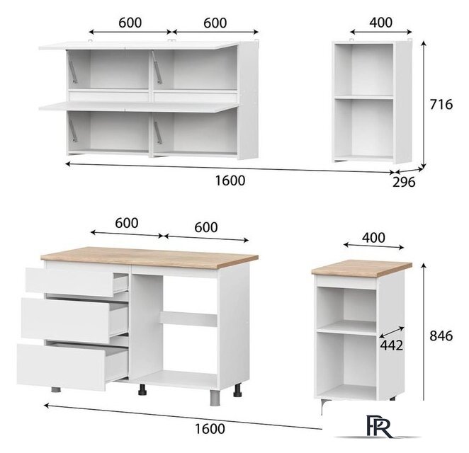Готовая кухня Mio Tesoro Токио 1.6 (белый текстурный/дуб сонома) - Изображение №7 — Интернет-магазин ПроЗаказ
