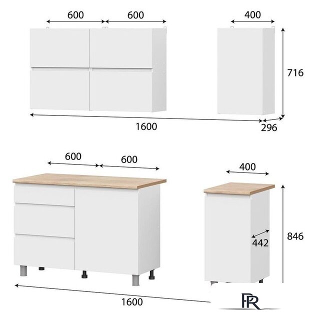 Готовая кухня Mio Tesoro Токио 1.6 (белый текстурный/дуб сонома) - Изображение №6 — Интернет-магазин ПроЗаказ