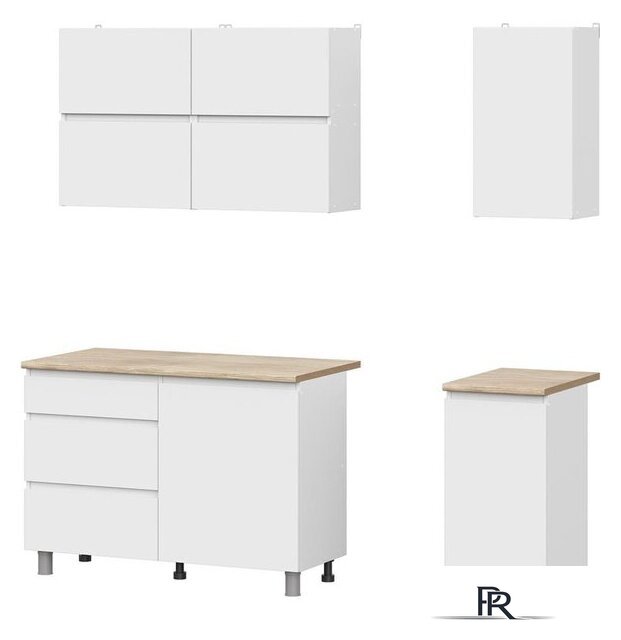 Готовая кухня Mio Tesoro Токио 1.6 (белый текстурный/дуб сонома) - Изображение №1 — Интернет-магазин ПроЗаказ