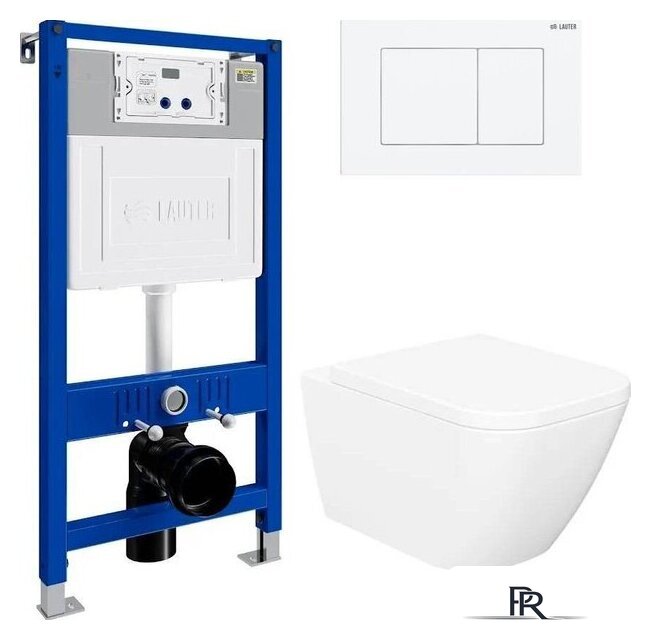 Унитаз подвесной Lauter Nuremberg 21811 + 21901002 (белый, с кнопкой смыва 219702J белый) - Изображение №1 — Интернет-магазин ПроЗаказ