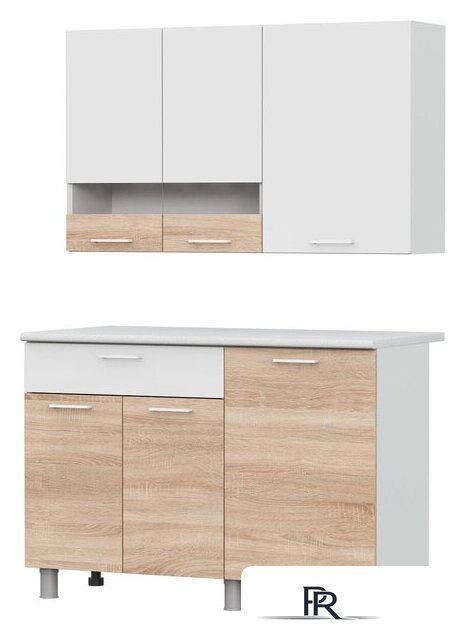 Готовая кухня NN мебель КГ-4 1200 (белый/дуб сонома/белый/антарес) - Изображение №1 — Интернет-магазин ПроЗаказ