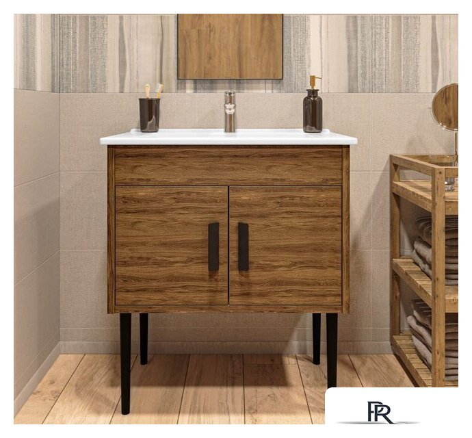  LEVEL Тумба под умывальник Оскар 75 Three без ящика (дуб чарльстон) - Изображение №1 — Интернет-магазин ПроЗаказ