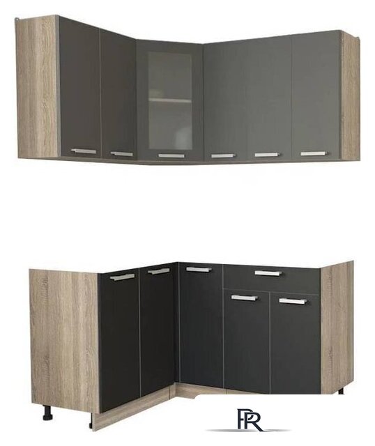 Готовая кухня Интерлиния Мила 12x15 без столешницы (серебристый/антрацит) - Изображение №1 — Интернет-магазин ПроЗаказ