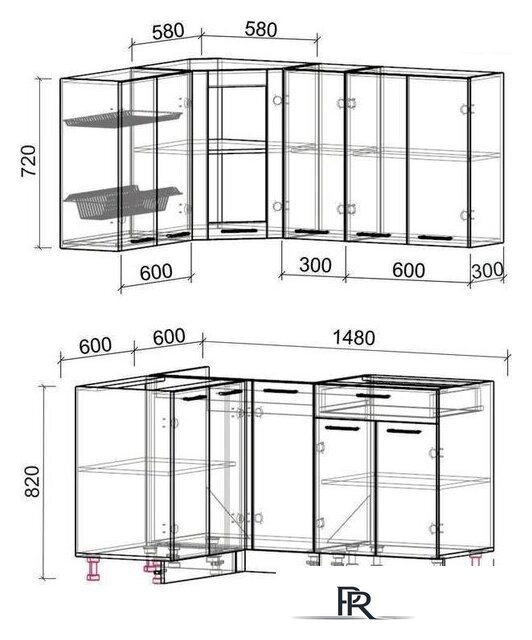Готовая кухня Интерлиния Мила 12x15 без столешницы (серебристый/антрацит) - Изображение №2 — Интернет-магазин ПроЗаказ