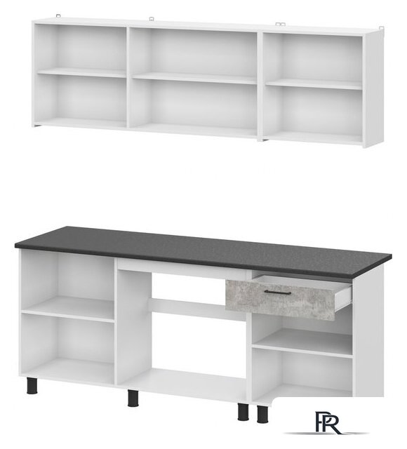 Готовая кухня Mio Tesoro КГ-9 2.0 (белый/цемент темный/цемент светлый/черный) - Изображение №2 — Интернет-магазин ПроЗаказ