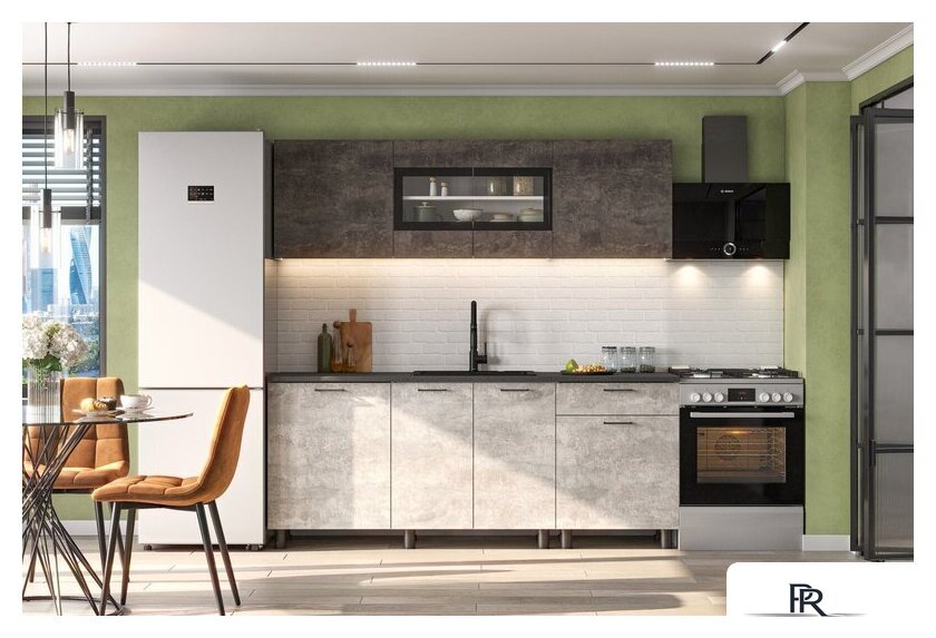 Готовая кухня Mio Tesoro КГ-9 2.0 (белый/цемент темный/цемент светлый/черный) - Изображение №3 — Интернет-магазин ПроЗаказ