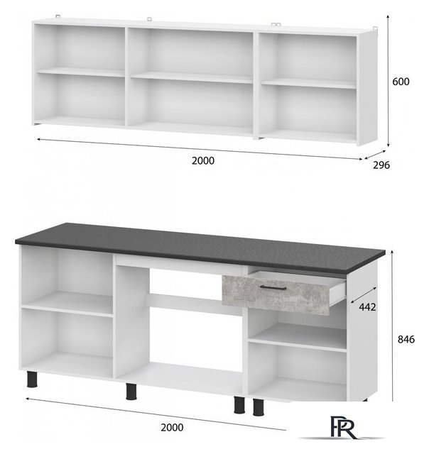 Готовая кухня Mio Tesoro КГ-9 2.0 (белый/цемент темный/цемент светлый/черный) - Изображение №4 — Интернет-магазин ПроЗаказ