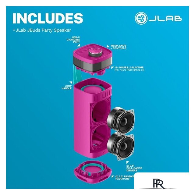 Беспроводная колонка JLab JBuds Party (розовый) - Изображение №2 — Интернет-магазин ПроЗаказ