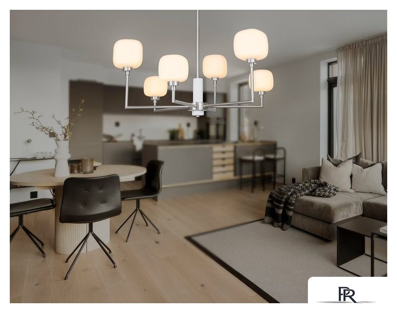 Подвесная люстра Ambrella light LH53001/6 SN/FR (сатин никель/белый матовый) - Изображение №8 — Интернет-магазин ПроЗаказ