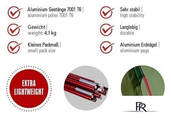Треккинговая палатка High Peak Falcon 3 LW (Pesto/красный) - Изображение №5 — Интернет-магазин ПроЗаказ