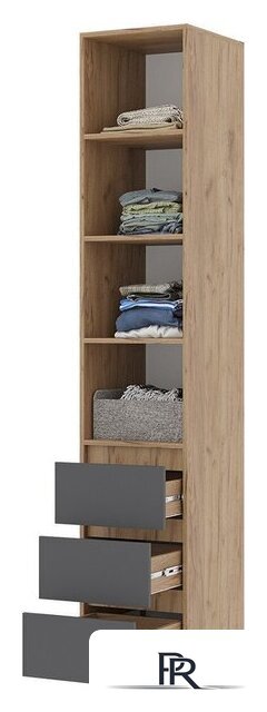 Шкаф-пенал Стендмебель Хелен ПН 03 (серый графит 0162/дуб крафт золотой) - Изображение №2 — Интернет-магазин ПроЗаказ