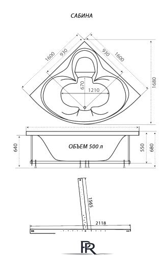 Ванна Triton Сабина 160x160 Экстра Базовая Flat (с гидромассажем) - Изображение №2 — Интернет-магазин ПроЗаказ