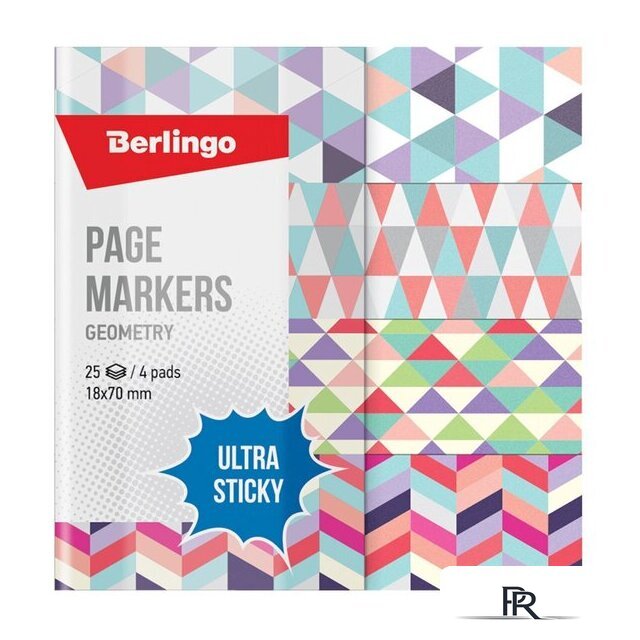 Закладки с клеевым краем Berlingo Ultra Sticky. Geometry LSz_41131 (4 цвета, 25 шт) - Изображение №1 — Интернет-магазин ПроЗаказ